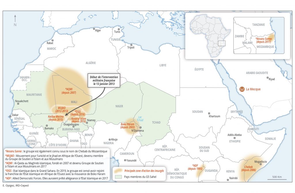 Carte issue de "Les Métamorphoses de l’islam en Afrique", de Marc-Antoine Pérouse de Montclos, 2021, Paris, Vendémiaire